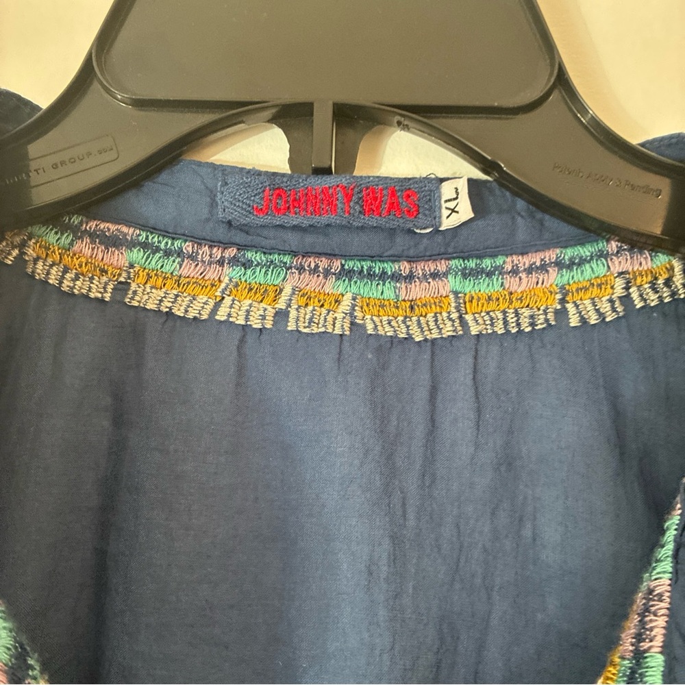 Johnny Was blue embroidered tunic size XL - Picture 2 of 4